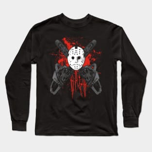 Chainsaw Hockey Mask With Blood Splatters - B Movie Massacre Long Sleeve T-Shirt